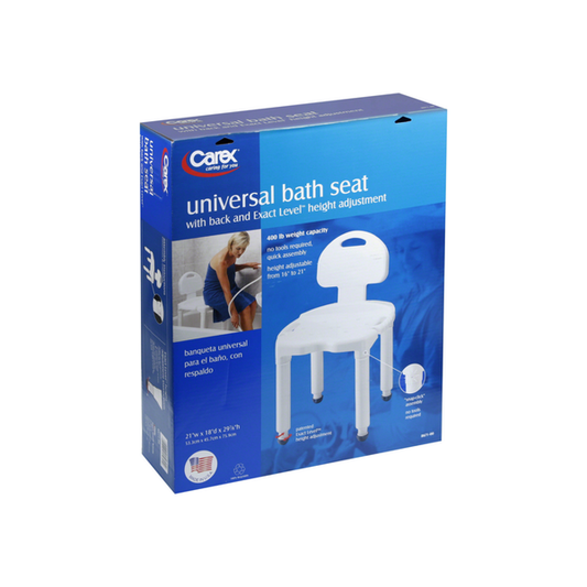 Carex® Universal Bath Bench with Back – Tool-Free Assembly