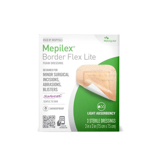 Border Flex Lite 3x3 Dressings For Surgical Incisions, Abrasions, Blisters