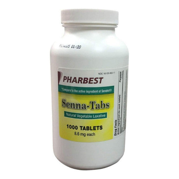 Senna Laxative 8.6 mg, Natural Vegetable Origin, 1000 Tablets