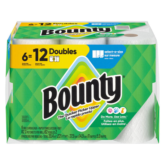 Bounty® White 2-Ply Select-A-Size (Double Rolls)