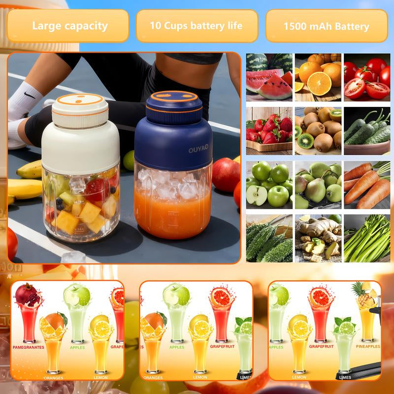 Protable Juicermachine-,Usb Rechargeable Large Capacity Juice Blender Cup,Multifunctional Juicer Machines with 38 Blades,Summer Essentials Portable Household Appliances