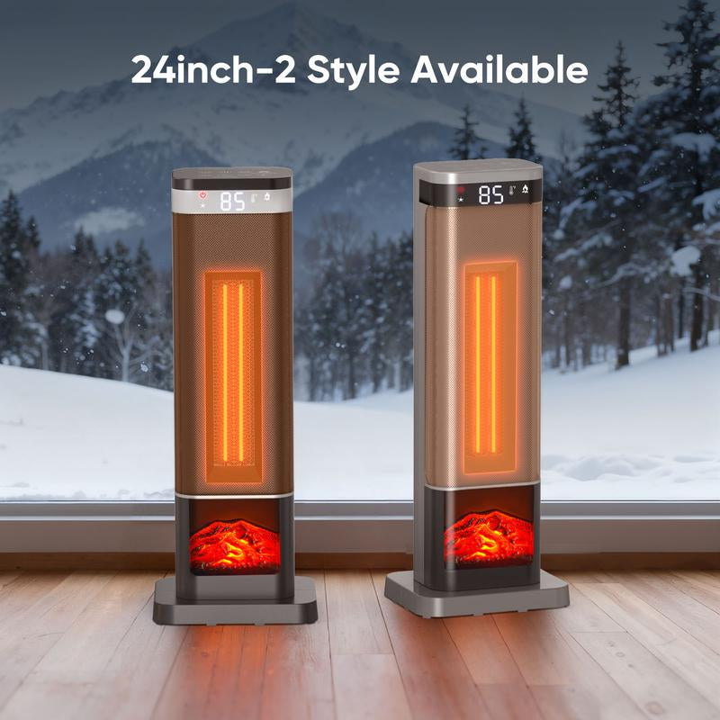 【Clearance】Space Heater for Indoor Use, 23Inch Portable Heater with Remote and Thermostat,7 Light Modes, 70°Oscillation, 12H Timer, up to 95°F, Tip-Over Protection
