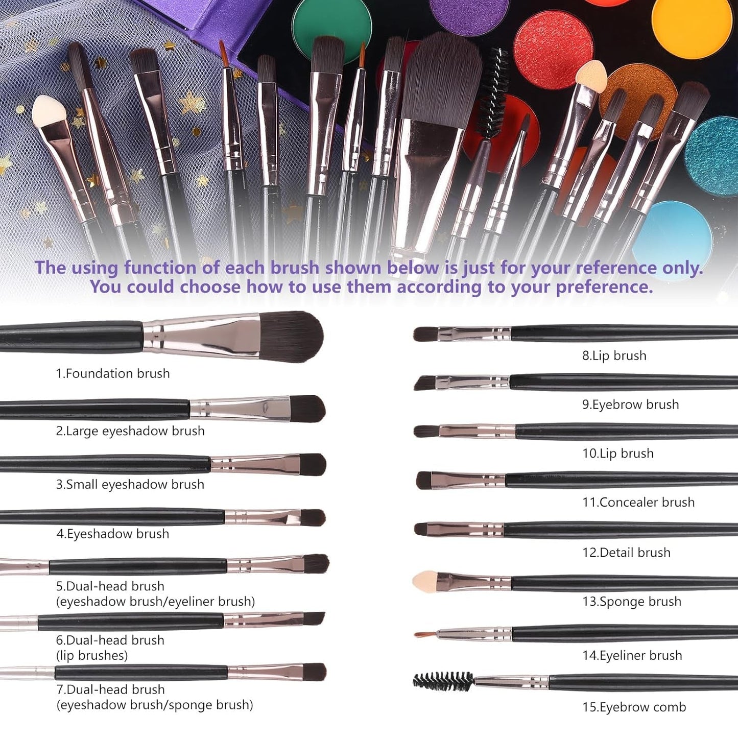 UCANBE Eyeshadow Palette with 15Pcs Brushes Makeup Set, Pigmented 86 Colors Make up Sets Valentine'S Day Gift, Matte Shimmer Glitter Eye Shadow Pallet Highlighter Contour Blush Powder Brush Beauty Kit