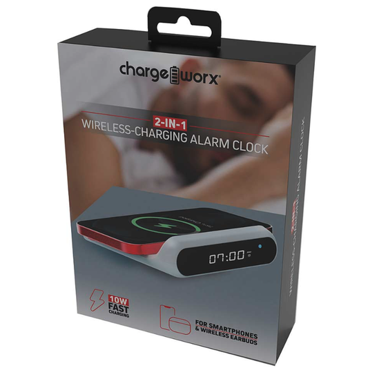 Chargeworx® 2-in-1 Wireless Charging Alarm Clock