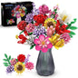 PLAXSOON 1461PCS Flower Bouquet Building Blocks, 18 Flowers & Fruit Ornaments, Everlasting Home Decor, Valentine Birthday Gift for Adults Women Kids 8+