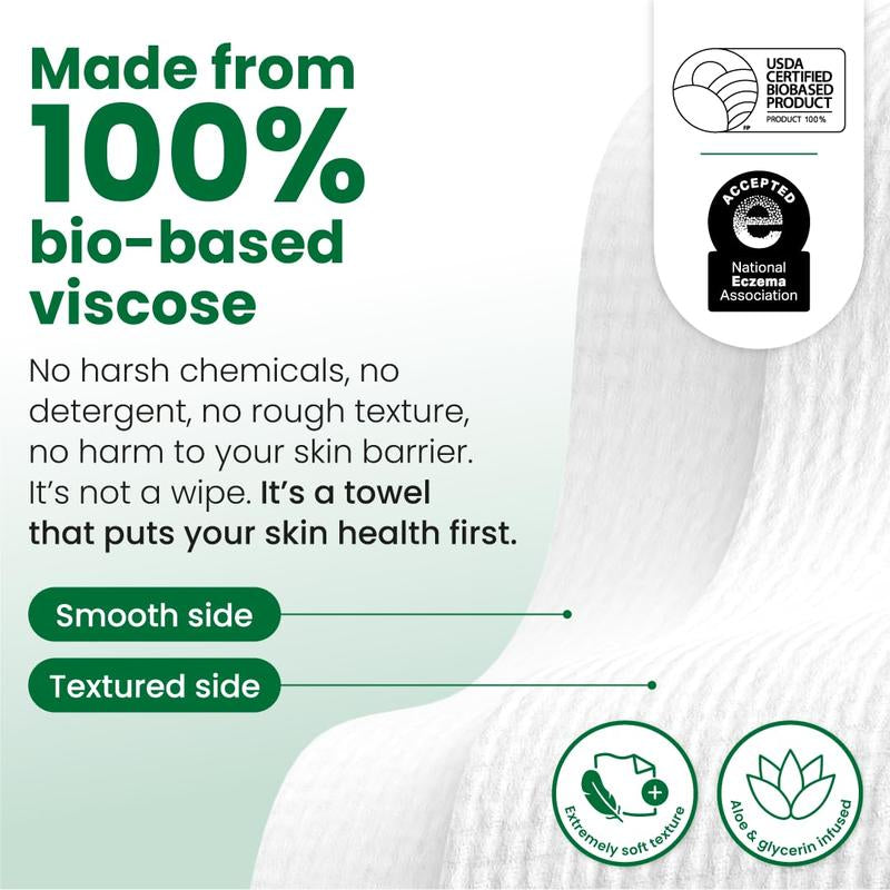 Clean Skin Club Sensitive Skin Clean Towels® XL, Travel Pack, Disposable Face Towels Infused with Aloe & Glycerin, Dermatologist and Tsa-Approved, Travel Essential for Sensitive & Reactive Skin,10 Ct
