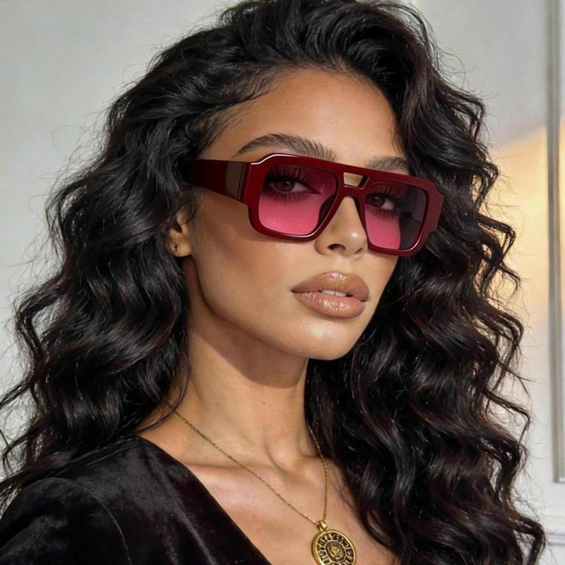 Retro Pilot Sunglasses for Men Women Double Bridge Aviation Square Sunglasses 70S Fashion Classic Sun Glasses Vintage Shades UV400 Protection