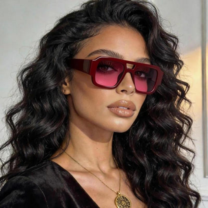Retro Pilot Sunglasses for Men Women Double Bridge Aviation Square Sunglasses 70S Fashion Classic Sun Glasses Vintage Shades UV400 Protection