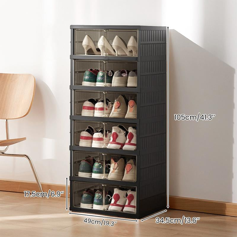 NLDD Extra-Wide & Tall 9-Tier Shoe Cabinet Holds 18 Pairs Clear Doors Wheels for Effortless Storage Stackable Reinforced Frame Ventilation Holes