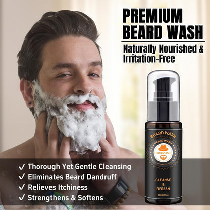 XIKEZAN Beard Kit for Men Grooming & Care W/Beard Conditioner, Wash, Oil, Balm, Brush, Comb,Birthday Fathers Valentines Gifts for Men Him Dad Husband Boyfriend Christmas Gifts Mens Stocking Stuffers
