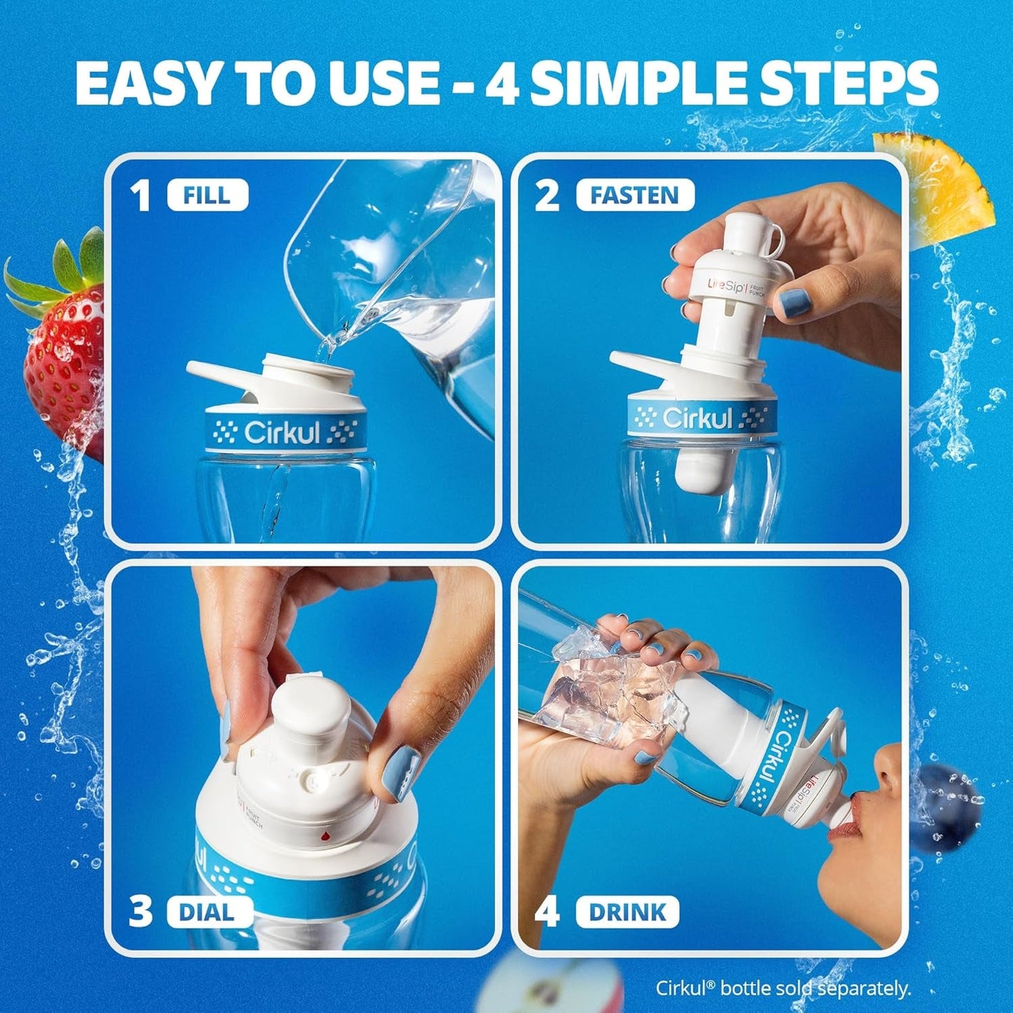 Cirkul Gosip Flavored Water, Makes 36 Energy Drinks. No Sugar, 0 Calories. Flavored Water for Everyday Energy. with Caffeine & B-Vitamins (Black Cherry, Blue Raspberry, Strawberry Watermelon)
