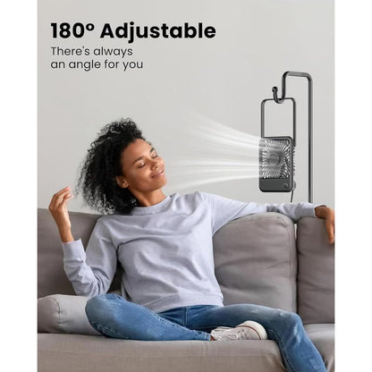 USB Desk Fan, Strong Wind Ultra Quiet Small Personal Fan with 180° Tilt Folding and 3 Speeds Adjustable, USB-C Corded Powered Mini USB Fan for Office Desktop Bedroom