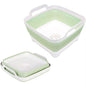 9 Liter Collapsible Plastic Vegetable Wash Basin with Drain Plug for Dish Storage, Vegetable and Fruit Washing, Chill Bucket