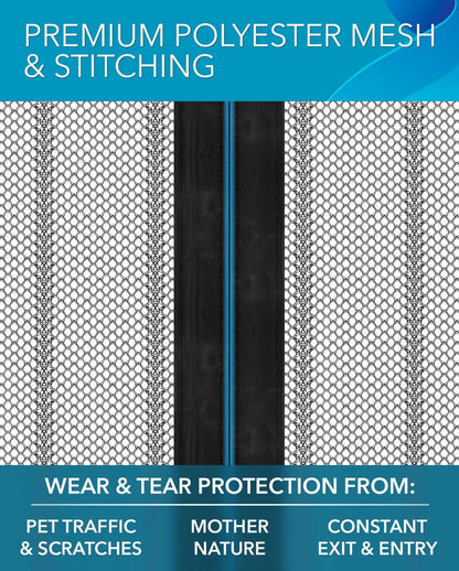 Flux Phenom Magnetic Screen Door Hands-Free Mesh Easy Install 2 Pack 38 X 82