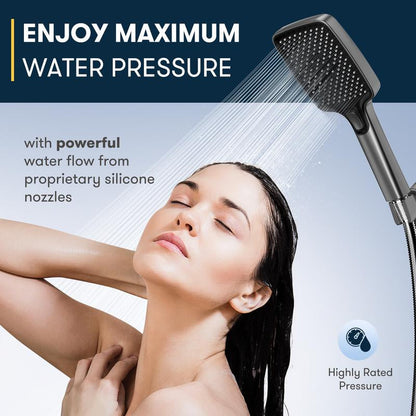ROLAKUL High Pressure Multi-Mode Handheld Showerhead - Anti-Clogging Nozzles, Built-In Power Wash Function for Cleaning Tubs, Tiles and Pets, Extra-Long Stainless Steel Hose, Wall and Ceiling Mounts.