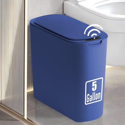 TIPGO 5 Gallon Motion Senor Bathroom Trash Can with Lid, Automatic Garbage Can Touchless, Smart Plastic Waste Basket for Narrow Spaces, Bathroom, Office, Bedroom, Living Room (Black)