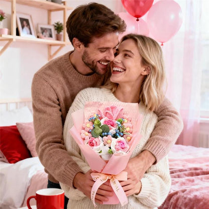 Handmade Crochet Rose Bouquet Yarn Knitted Fake Flowers, Christmas Mother'S Day Valentine'S Day Wedding Anniversary Gift