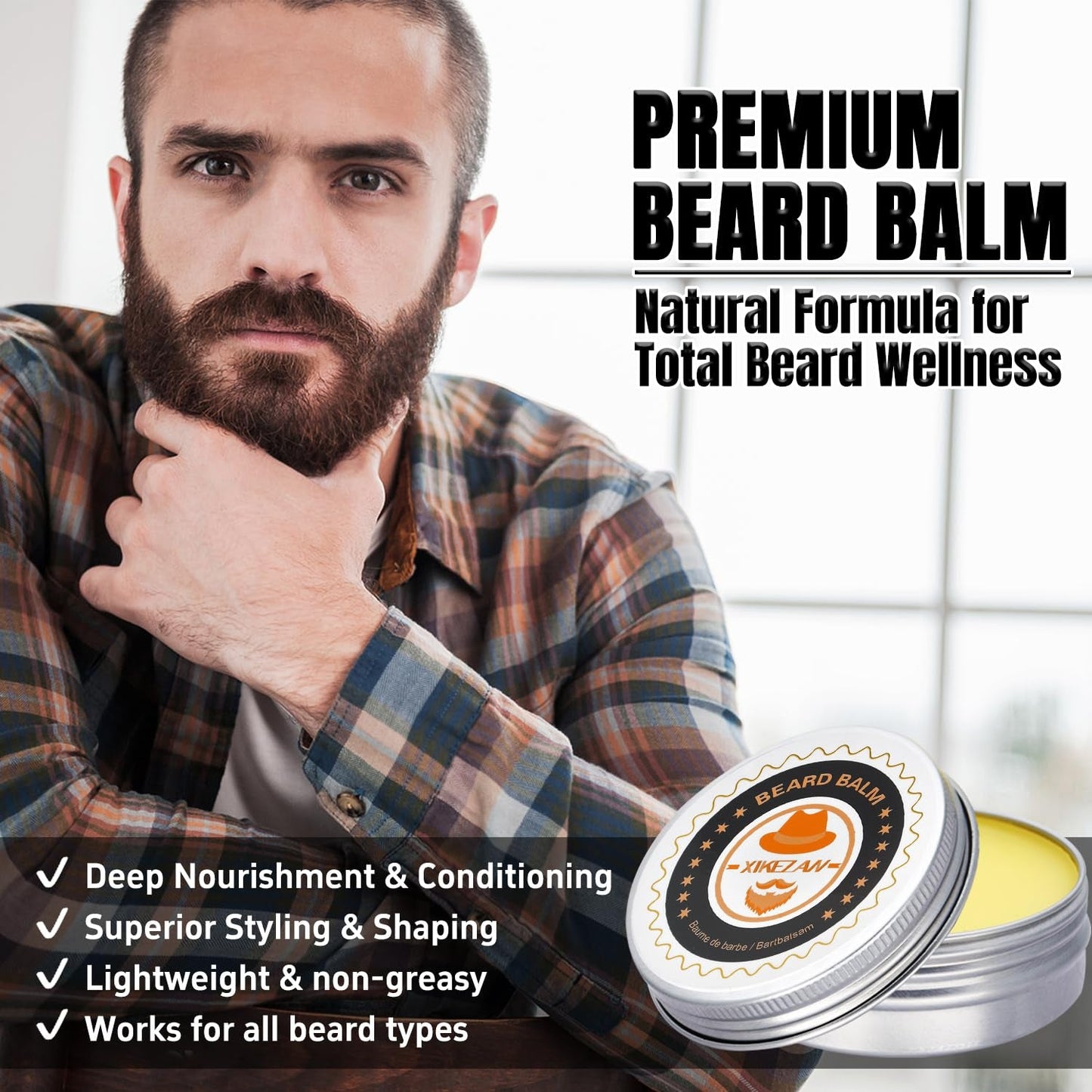 XIKEZAN Beard Kit for Men Grooming & Care W/Beard Conditioner, Wash, Oil, Balm, Brush, Comb,Birthday Fathers Valentines Gifts for Men Him Dad Husband Boyfriend Christmas Gifts Mens Stocking Stuffers