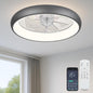 20‘’ Ceiling Fan with Light, Upgraded Low Profile Fan, Flush Mount Ceiling Fan, 6 Speeds, Dimmable LED, App & Remote Control, Quiet DC Motor, for Bedroom, Living Room, F115 White