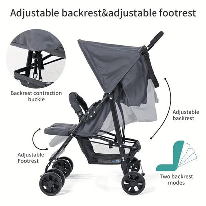 Lightweight Multi-Purpose Stroller - Modular Blackstroller, Stroller Toys,Modular Black Stroller, Babys Trollerwagon, Single Stroller,Multi-Position Recline, Summerventilation, Daily Use Everyday Stroller