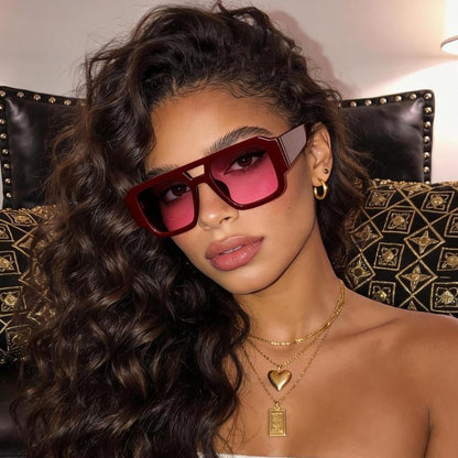 Retro Pilot Sunglasses for Men Women Double Bridge Aviation Square Sunglasses 70S Fashion Classic Sun Glasses Vintage Shades UV400 Protection