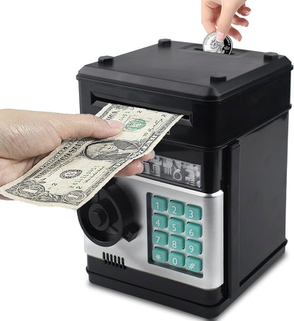 HUSAN Piggy Bank for Kids, Electronic Password Code Money Bank ATM Bank Box Coin Bank for Children Boys and Girls (Black)