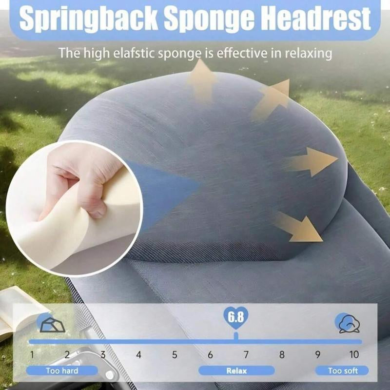 71-79 Inch Portable Folding Camping Bed with Adjustable Backrest, Heavy-Duty Frame, Suitable for Sleeping, Travel, Office, Indoor and Outdoor Use, Strong Load-Bearing Capacity