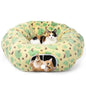 Cat Tunnels for Indoor Cats, 35'' Plush Cat Tunnel Bed Christmas Tree Skirt with Playful Ball and Circle Cushion, Foldable Peekaboo Cave, Interactive Toy
