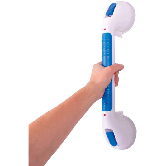 Carex Ultra Grip Xtra 16-inch Suction Grab Bar – No-Tools Safety Rail, White/Blue