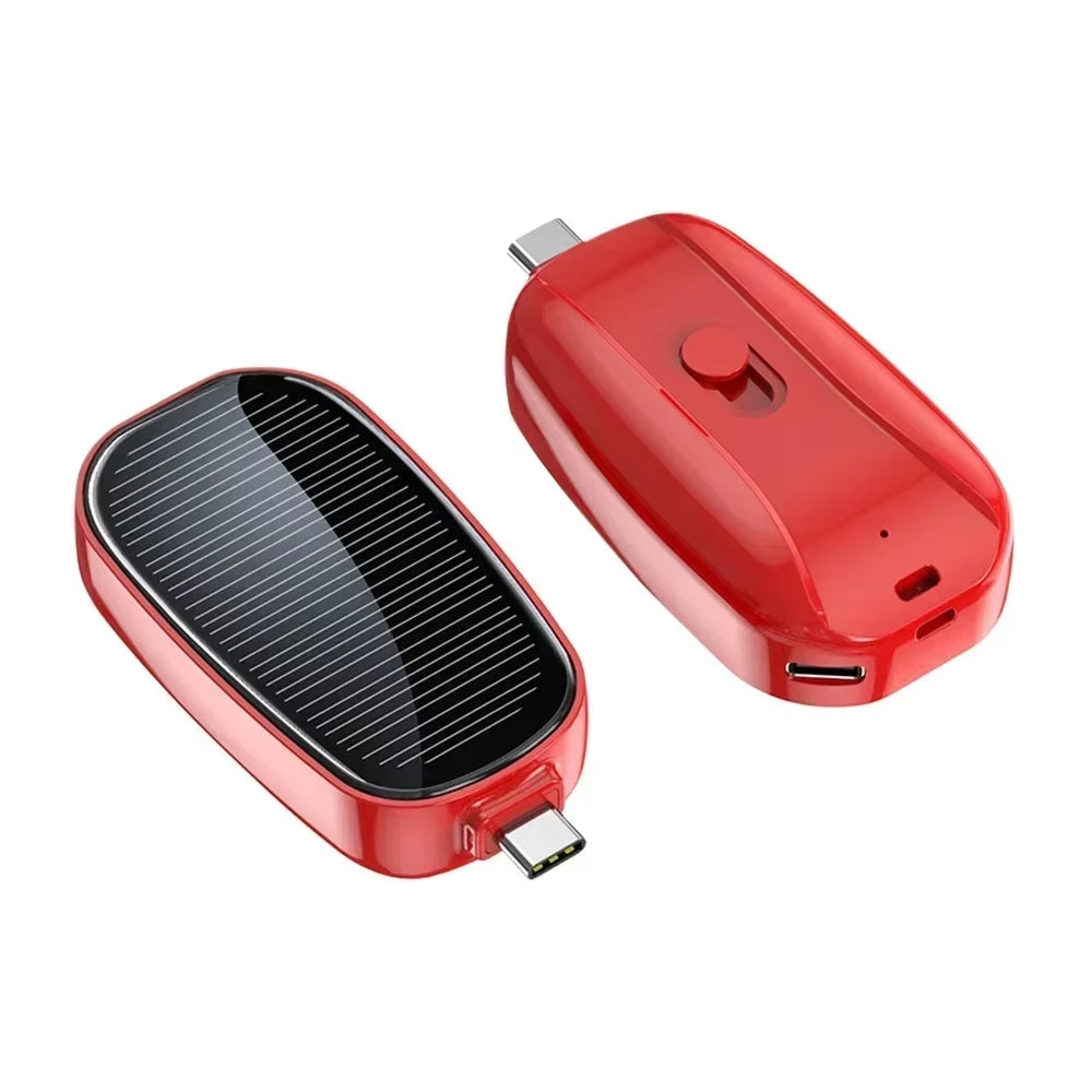Solar Power Bank Mini Key Ring Portable Charger 1200Mah Outdoor Camping External Battery Emergent Power Cargador Portátil 보조배터리