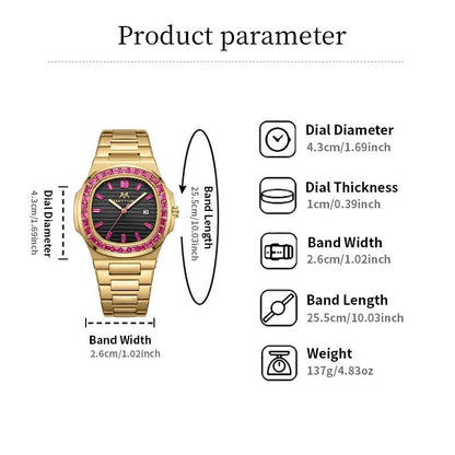 Brand Counter Authentic Premium Boutique Luxury Square Wristwatch – Rainbow Crystal Accents | High‑End Men’S Timepiece with Diamond Mirror Finish | Versatile Casual & Business Look | Ideal Gift for Him | Stylish Wristwatch with Date Function