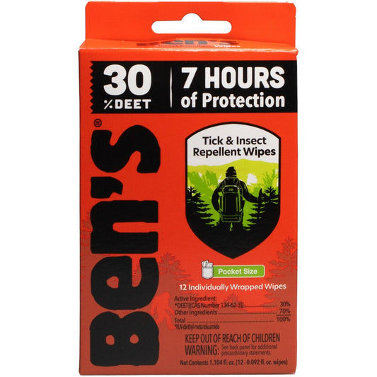 Ben's 30 Tick & Insect Repellent Wipes 12x 12 ct
