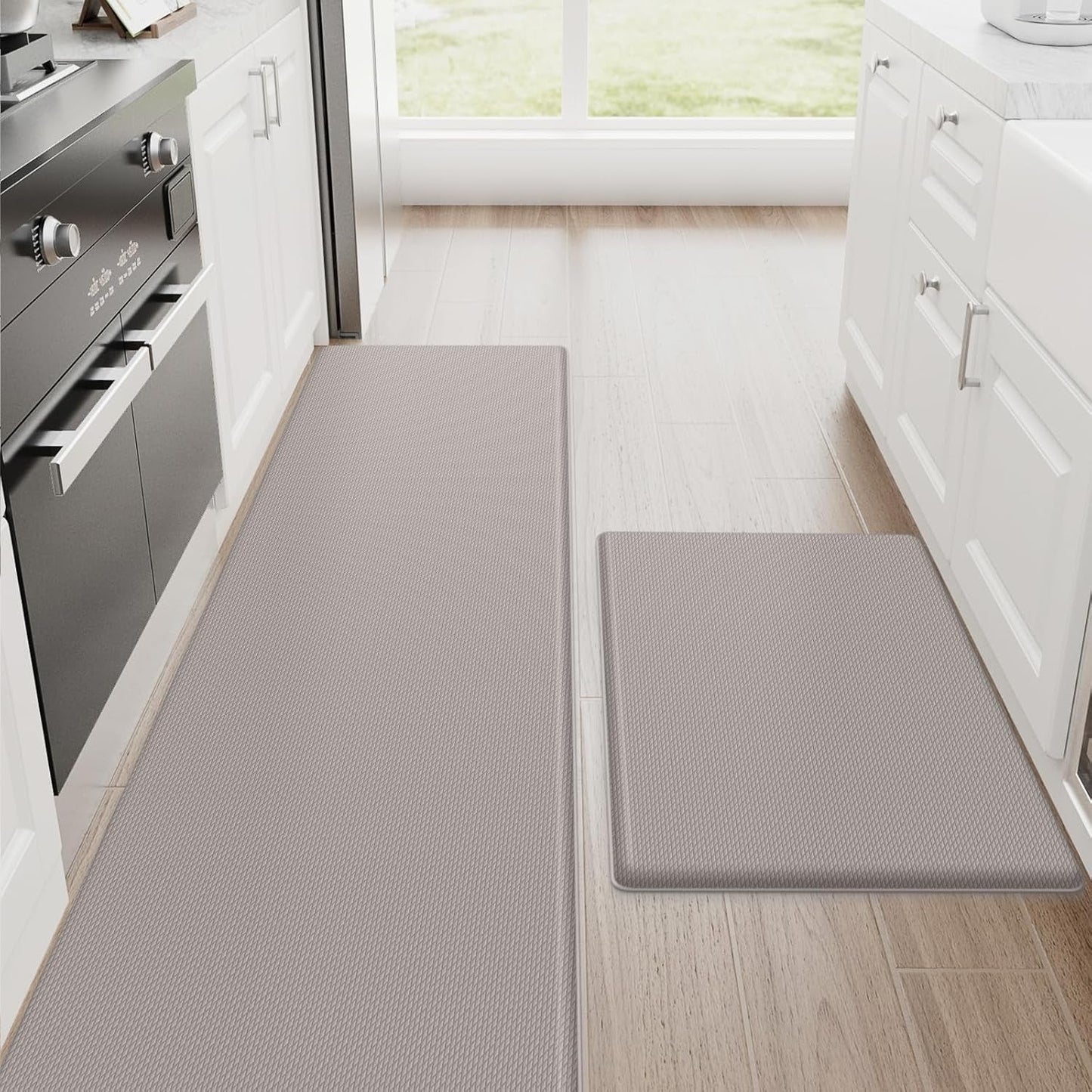 Kitchen Mats, 2PCS Kitchen Rugs, Cushioned anti Fatigue Kitchen Mats for Floor, Non-Slip Standing Desk Mat, Waterproof Kitchen Rug Set for Kitchen,20" X 32"+20" X 94.5"-Full 1Inch Thick,Black