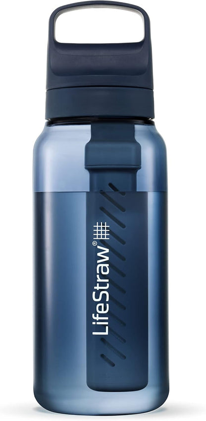 Lifestraw Go Series – Bpa-Free Water Filter Bottle for Travel and Everyday Use, Removes Bacteria, Parasites and Microplastics, Improves Taste, 22 Ounce, Nordic Noir