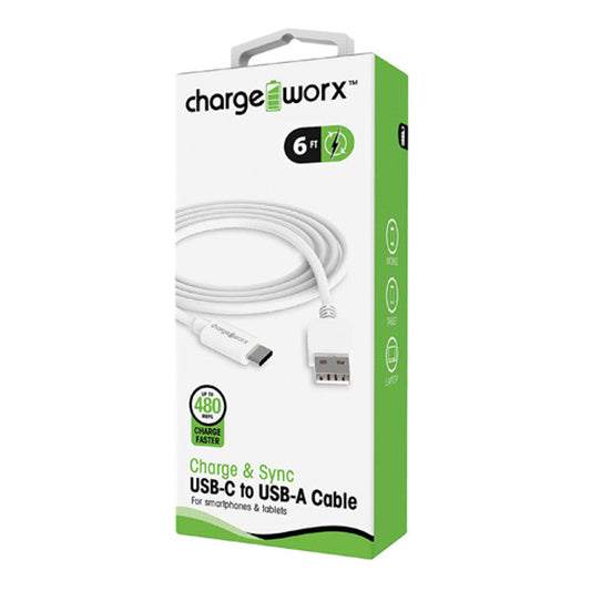 Chargeworx  Usb -Ausb -C 6Ft Wht 1