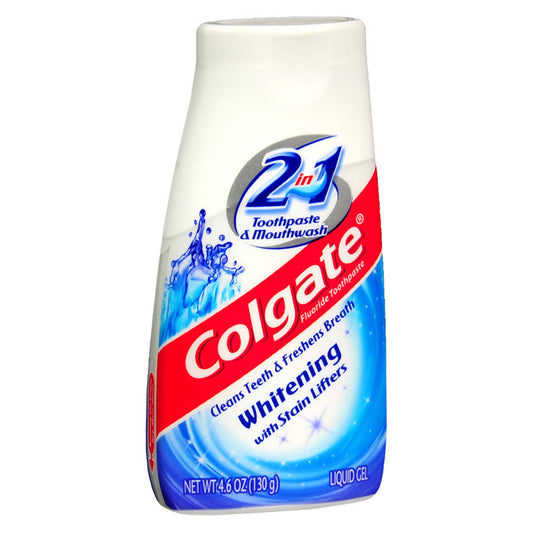 Colgate 2-in-1 Whitening Toothpaste & Mouthwash, Liquid Gel – 4.6 oz Squeeze Bottle