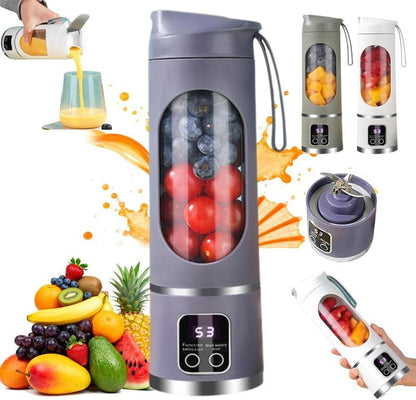 Portable Juicer, USB Rechargeable Juice Extractor Cup with LED Display, Fruit Juicer, Vegetable Juicer, Suitable for Outdoor Carrying Use, BPA Free Eco-Friendly Juicer Machine, Travel Mate and Kitchen Gadgets, Valentine'S Day Gifts for Adults