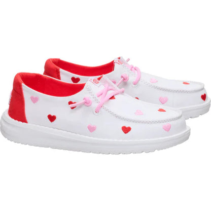 HEYDUDE Wendy Embroidered Hearts - Comfortable Slip on Shoes for Women'S Valentine'S Day