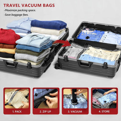 Travel Vacuum Bags with Portable Electric Pump, 12 Combo (3XL/3L/3M/3S) Compression Packing Seal Cubes for Clothing Suitcase Luggage Organizer, Space Saver Clothes Storage Bags