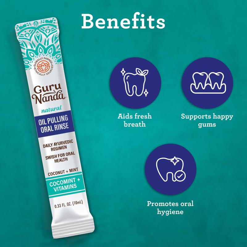 Gurunanda Cocomint Oil Pulling Travel Sachets - 7 Count