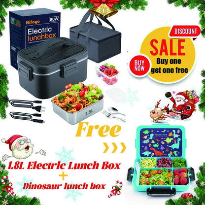 Electric Lunch Box Food Heater 80W，12V/24V/110V Self Heating Lunchboxfor Work/Car/Truck with Insulated Bag，1.5/1.8L,Dealsforyoudays