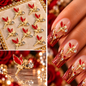 Queen - Nail Charms 10pc - #175 Gold Tinkerbells with Red Wings and Gem