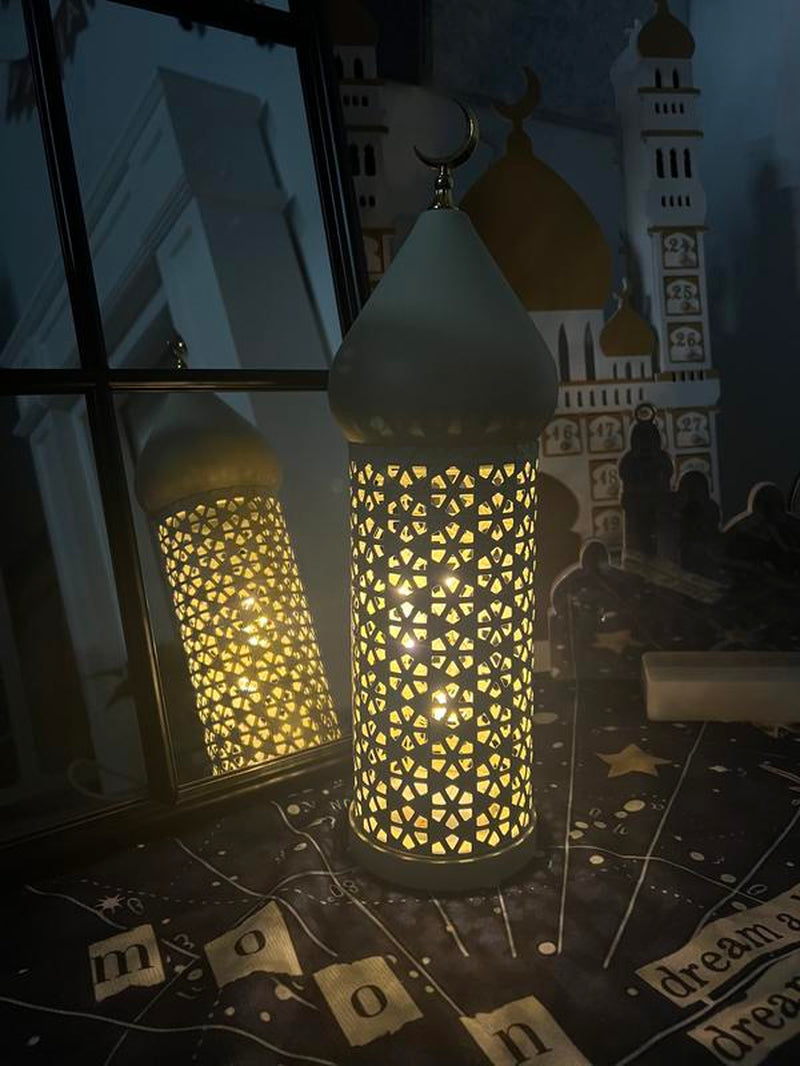 Metal Light Transparent Glass Moroccan Style Hanging Lanterns Creative Wedding Home Tabletop Decoration Birdcage Lantern Candle Holders for Ramadan Decorations,Small 3.86In X 12.4In