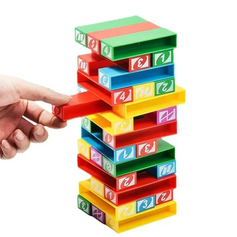 Stacko UNO Card Board Games Family Entertainment Poker Party Early Education Puzzle Stackoed Toy Playing Cards Birthday Gift