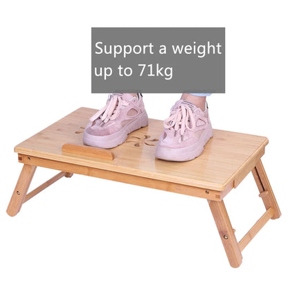 Lap Desk 21" X 13", Nature Bamboo Folding Laptop Desk, Bed Tray Table for Computer, Adjustable Computer Notebook Desk Laptop Stand, Natural
