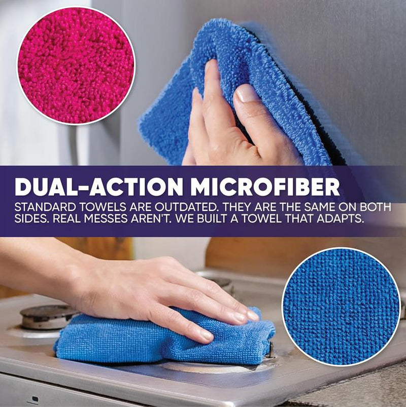 Pronto Cloth Hybrid Microfiber | New 2-In-1 Dual-Sided Scrub & Polish Towel | Scratch-Free & Reusable Professional Grade 14X14 Cloth for Auto, Kitchen & Home Cleaning