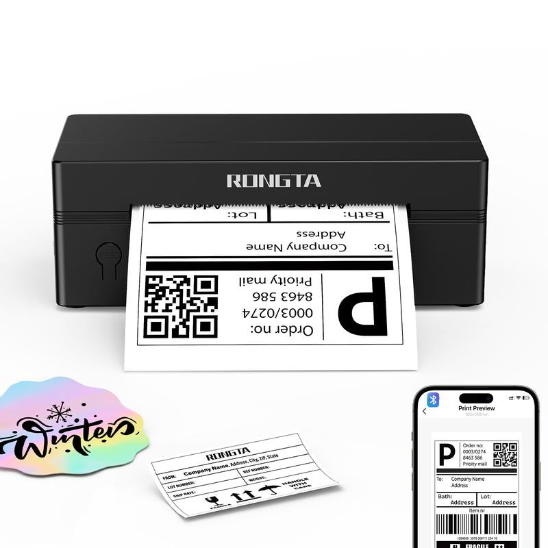 RONGTA Shipping Label Printer, Bluetooth Wireless Thermal Label Printer, Compatible with Ios, Android, Windows, Mac, Chromebook, Widely Used for Etsy, Ebay, Shopify, USPS
