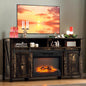 Fireplace TV Stand for 65 Inch TV, TV Console with 23''Electric Fireplace, Console Entertainment Center Television Table for Living Room or Bedroom, Black