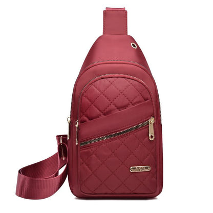 Solid Color Quilted Fanny Pack - Casual Zipper Chest Belt Bum Bag, Adjustable Sling Bag for Daily Use, Lightweight & Waterproof