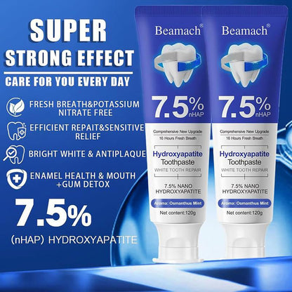 Beamach Hydroxyapatite Toothpaste 7.5% for Enamel Repair & Teeth Whitening Refreshing Flavor Fluoride-Free 4.23Oz Gentle Formula for Sensitive Teeth Care